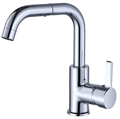 ZXC Niederdruck Küchen Armatur mit schwenkbaren Auslauf, moderner Einhandmischer Wasserhahn komplett verchromt