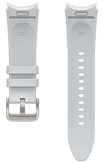 Samsung Hybrid Eco-Leather Band (S/M) ET-SHR95 für die Galaxy Watch6, Uhrenarmband, Original Armband, Lederimitat, Fluorkautschuk, klassischer Stil, sportlich, elegant, angenehmer Sitz, Silver