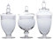 INTIRILIFE Set di 3 Vasi per Dolci Stile Vittoriano - 25 x 11.5/22.5 x 10.1/21 x 12 cm - Vintage, per Caramelle, Biscotti, Vaso in Vetro con Coperchio, Decorazione, Barattolo di Conservazione