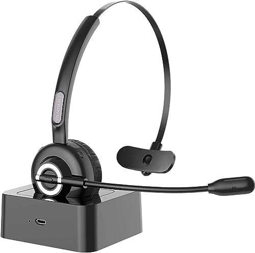 Sanfant V5.0 Bluetooth Headset with Microphone, Noise Cancellation, 18 Hours Talk Time, Black, Wireless, Bluetooth, Headset, Headphones