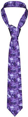 FUkker Cravates pour hommes, cravates pour hommes imprimées de fleurs de lys violettes, cravates d'affaires, cravate de costume, cravate formelle de mariage décontractée