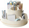 NUODWELL Modern Functional 360° Rotating Pen Pencil Holder Desk Organiser, 11 Compartments, White