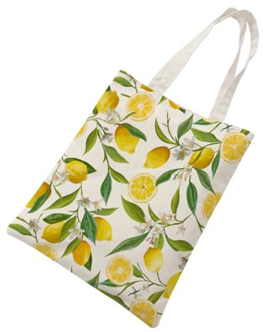 Siebe Tote Bag Aesthetic 30X40 Zitronen Und Blätter Natürlicher Baumwolle Einkaufstaschen,Umweltfreundlich Super Stark Waschbar Mit,Alltagstasche,Arbeitstasche,Wiederverwendbare Stofftaschen