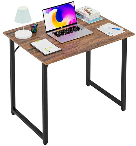 PayLessHere | 32 Inch Computer Desk | Brown | Office Desk with Metal Frame, Adjustable Feet | Water-Resistant, Scratchproof Surface | Sturdy Writing Table for Home Office or Study | Pack of 1