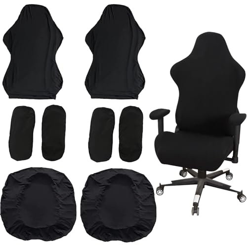ANBWEHR Lot de 8 housses de chaise de gaming avec accoudoirs, housse de dossier de chaise, housse de siège pour ordinateur, Dx Racing, PC