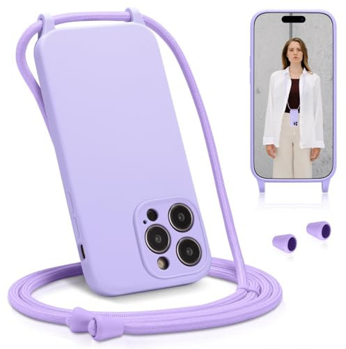 Verco Liquid Silikon Handyhülle für iPhone 15 Pro Max Case [verstellbare Kette] Schutzhülle Handykette für iPhone 15 Pro Max Hülle - Ideal für Festival und Outdoor