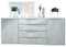 Vladon Sideboard Linio V2 166,5 x 72,5 x 35 cm Anrichte mit 2 Türen und 4 Schubladen, Korpus in Weiß matt, Fronten in Beton Oxid Optik