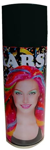 225ml Metallic Haarspray Color-Spray bunte Haarfarbe Karneval Fasching auswaschbar Farbspray-dose (Schwarz)