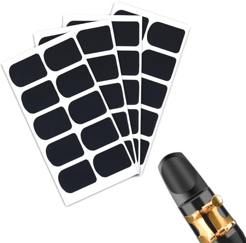 40stk 0,8mm Dick Saxophon Mundstück Polster, Gummi Mundstückpolsterschutz Klarinetten-Mundstückpolster Altsaxophon-Patches für Sopran-Alt-Tenorsaxophon-Klarinette(Schwarz)