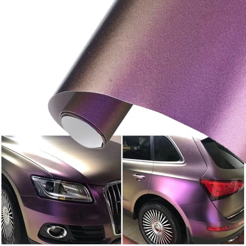 Blueshyhall Autofolie Lila Matt Metallic, Lila und Gold Bronze Car Wrapping Folie Chamäleon, Tuning Folie Selbstklebende Wasserfest Innen Außen für Auto, Motorrad, Fahrrad (75 x 152 cm)