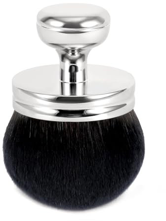 Pinceau Autobronzant Extra Large, Tête Large Pinceau de Maquillage pour Corps Applicateur Ovale pour Dos Mélange Autobronzant Pinceau Kabuki pour Crème Solaire Fond de Teint Visage (Argent)