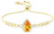 Linawe Citrine Crystal Charm Bracelets for Women, Yellow Imitation Diamond Rhinestone Birthstone Cubic Zirconia Gold Chain Bracelet, Prom Costume Cute Wedding Jewellery Bracelet Set
