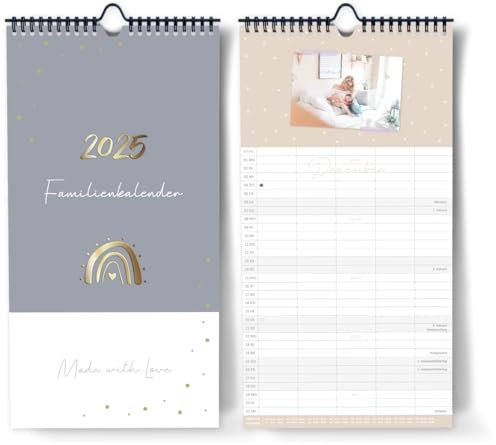 Familienplaner 5 Spalten zum selber gestalten I Gold I Familienkalender 2025 Fotokalender I Wandkalender I Bastelkalender I mit Ferien- und Feiertagen I Stundenplänen uvm.