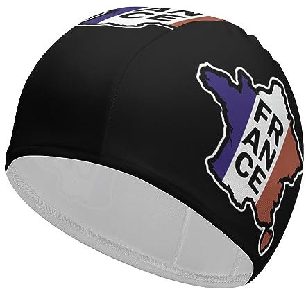 Buytruew Bonnet de bain drapeau français pour homme et femme - Bonnet de bain imperméable pour cheveux courts et longs