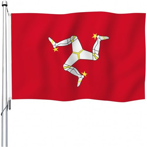 Aoihrraan Bandera De La Isla De Man 120x180cm Doble Bandera Celebración Al Aire Libre Porche Del Jardín Familiar Fiesta Bandera Decorada Con 2 Anillos Fuertes