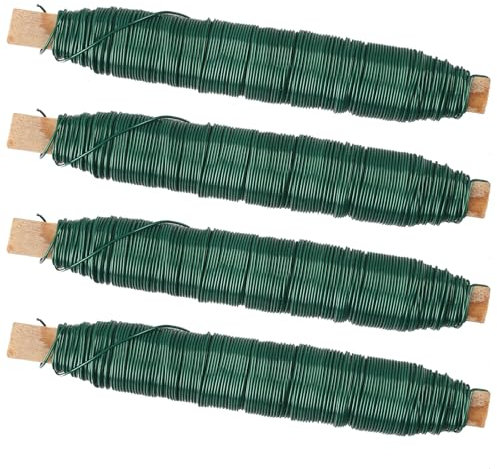 4 Rollos de Alambre para Flores Color Verde, Alambre de Floristería, Alambre Verde para Floristería y Arreglos Florales