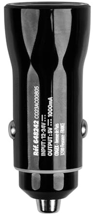 TURBOCAR - Chargeur USB Prise Allume Cigare, Chargeur 12v Voiture - Chargeur Allume Cigare USB - avec 1 Port USB-C - Tension d'entrée 12v/24v - Tension de Sortie 5v 1000mA - Couleur: Noir - Pratique