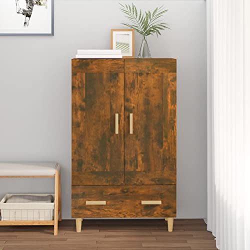 Iiaky Aparador de Madera contrachapada Roble Ahumado 70x31x115 cm Muebles De Cocina Baratos