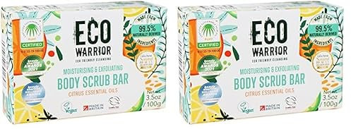Eco Warrior Body Scrub Soap Bar - Vegan, Cruelty Free, No SLS or Parabens, Whole Body & Hand Soap, Moisturising and Exfoliating Citrus Essential Oils and Oatmeal, Natural Eco Friendly Bar Soap - 100g