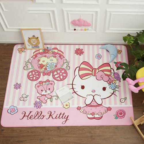 JIDANHUIPQ Anti-Rutsch-3D-Druck Hello Kitty Kinderteppich, Schlafzimmer Und Wohnzimmer Dekoration, Bereich Teppich Anti Rutsch Bodenmatte,160 * 200cm