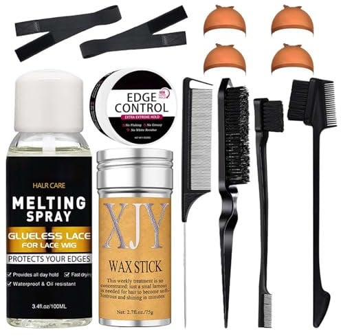 Melting Spray Wig, Lace Melting and Holding Spray Glue, Melting Spray for Lace Wigs Natural Finishing Hold Protect Edge Kit, Lace Bond Adhesive Spray Wig Melting Spray for Closure Front Extensions