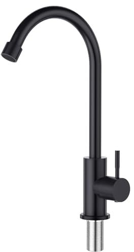 CREA Robinet Cuisine Eau Froide Uniquement, Robinet pour Jardin ou Cuisine, Robinet Évier de Cuisine en Acier Inox 304, Noir Mat