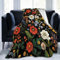 Mexpekil Boho-Decke mit Wildblumen, weich, gemütlich, flauschige Flanell-Fleece-Decke für Sofa, Bett, Camping, Reisen, 102 x 76 cm