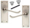 DISCOUNT HARDWARE UK Victorian Scroll Door Handle Set, Satin Nickel Finish, Interior Wooden Doors Handle Pack, Back Plate Size 11.8cm x 4.2cm, Sold in Pairs