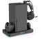 Cooling Fan Base with Charging Stand for Xbox Series X/S, RGB Lights & Headphone Hook Accessories (Black)