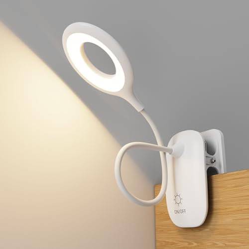 LED Clip On Read Light for Kids Bedroom - Wireless Battery Operated Desk Lamp with Clamp - Flexible Bedside Lamp for Study - Attachable Light for Read in Bed