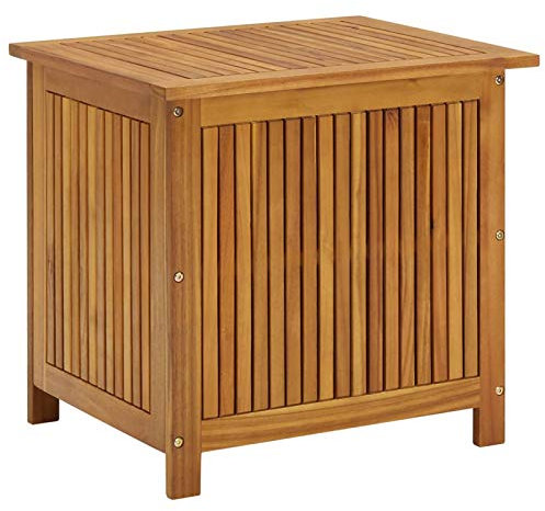 Gecheer Gartenbox Aufbewahrungsbox Auflagenbox Kissenbox Gartentruhe Auflagentruhe Truhe Holztruhe 60x50x58 cm Massivholz Akazie