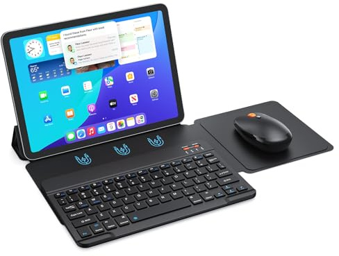 Custodia con tastiera per iPad di 11a/10a generazione, mouse e tastiera magnetica rimovibile