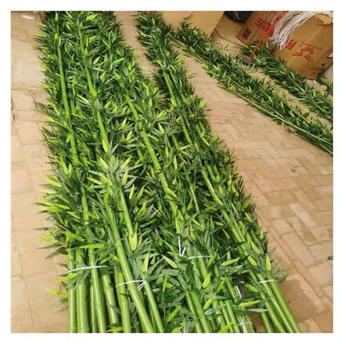 Paravent d'extérieur en Bambou Artificiel pour Parc, Jardin, Cour, terrasse, Porche, pergola, Patio, Hautes Fausses Plantes Vertes avec jardinière en Bois, cloison de Salle d'exposition(10 Bamboo,1.8m