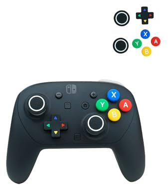 Accessoires pour manette de Switch 2 Pro - Capuchons de boutons en silicone D + couvre-joystick ronds + autocollants de bouton ABXY antidérapants