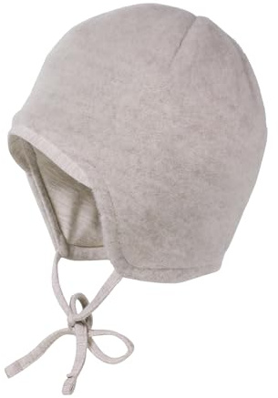 maximo GOTS Baby-Mütze,Wollfleece Jerseyfutter, Band