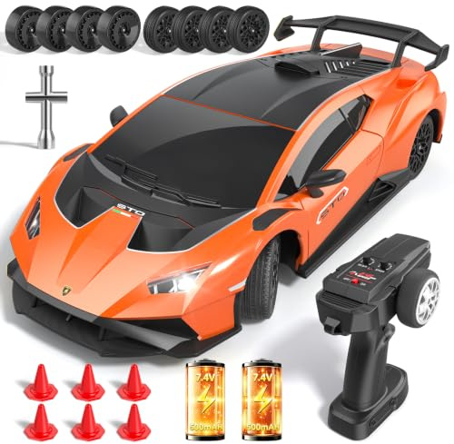 Lamborghini Remote Control Cars for Boys Age 6+, 1:18 RC Drift Car 35KM/H | 4WD Full Proportional Throttle, Adjustable Speed and Steering Angle, Toy Cars Gifts for 6 7 8 9 10 11 12 Years Old Boys