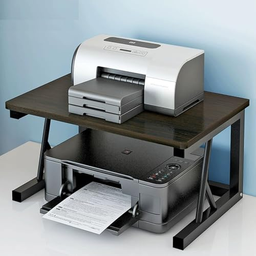 Kompakter multifunktionaler Druckerständer, Schreibtisch-Organizer für kleine Räume, hält Faxgerät, Scanner und Zubehör, ideales Büroregal für effiziente Organisation, Schwarz, 27 cm