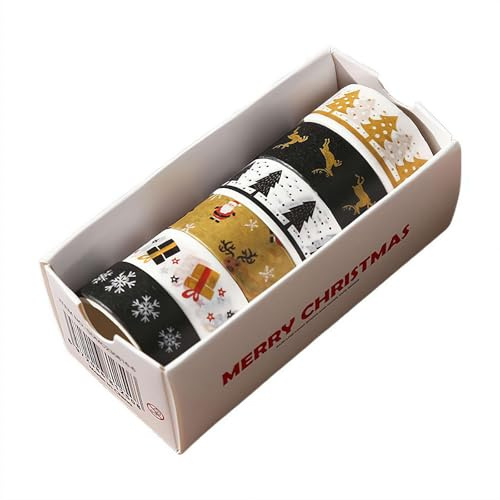 10 Yards Weihnachten Washi Tape Set - 6 Rollen dünnes Urlaubsband mit Schneeflocke / Weihnachtsbaum Muster, DIY Handwerk & Geschenkverpackungsmaterial (Stil B)