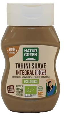 NaturGreen - Tahini Suave Integral Bio, 270 g, Tapón Antigoteo, Puré de Sésamo Textura Cremosa, Rico en Fibra, Sin Gluten ni Azúcares, Fuente de Proteínas, Recetas Saludables