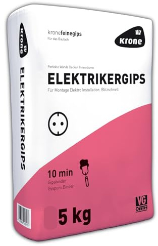 Elektrikergips 5 kg – Schnell abbindender Gips für Elektroinstallation, Innenausbau, Befestigung & Spachtelarbeiten, Innenbereich