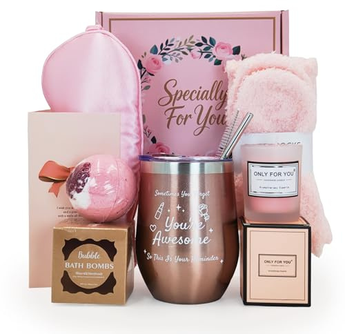 Coolparty Birthday Gifts for Women, Insulated Mug Wine Tumbler Present for Her, Hampers Pamper Self Care Gifts Relaxation Bath Sets for Friends Mum Wife Girls Sister Daughter Bestie