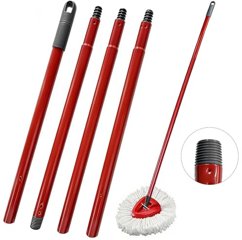 Mzzdk 72/105/138cm Mango de Repuesto Compatible con Vileda Turbo Mopas | EasyWring Palo Fregona Recambios,4 Secciones Poste de Fregona Ajustable, para Mop Accesorios