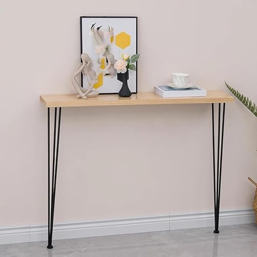 JuanNest Console Table Side Table Wooden Sofa Table Narrow Hall Table Entryway Table for Hallway Living Room Small Spaces Solid Wood Pine,Hairpin Table Mid-Century Desk or Dining Table B,120x20x80cm