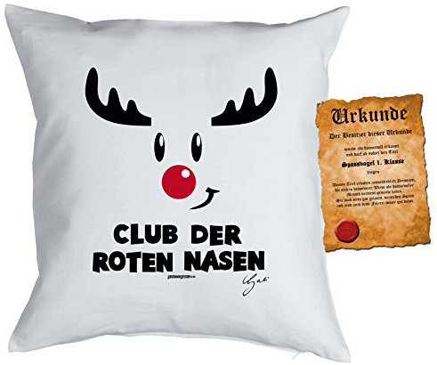 Club der roten Nasen Club der roten Nasen Kuschelkissen Kissen mit Füllung - Geschenk Weihnachten Nikolaus Advent Geschenkidee