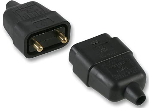 Pro Elec 2 Pin In-Line Rubber Connector, 10A Black