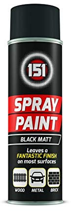 1 x 250ml 151 Black Matt Aerosol Paint Spray Cars Wood Metal Walls Graffiti