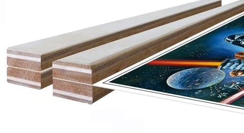 Holz Posterleisten 61cm, 2 Paar, 1x oben mit Schnur + 1x unten, Magnetverschlüsse. Die Klemmleisten sind aus natürlichem Schichtholz.