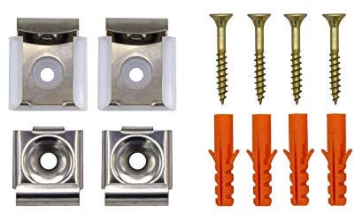 VARIOSAN Spiegelklammern Set 12661, Edelstahl, 4 Stück, inkl. Dübel und Schrauben