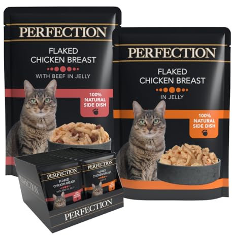 HiLife Perfection - Wet Cat Food - Flaked Chicken Breast Beef in Jelly - Natural Ingredients Grain Free, 36 Pouches x 70g