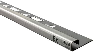 5x Quadrat Edelstahlschiene Fliesenprofil Fliesenschiene L250cm 8mm gebürstet